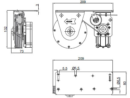 Dimensions enrouleur pour portes coulissantes-Dictamat-50KP